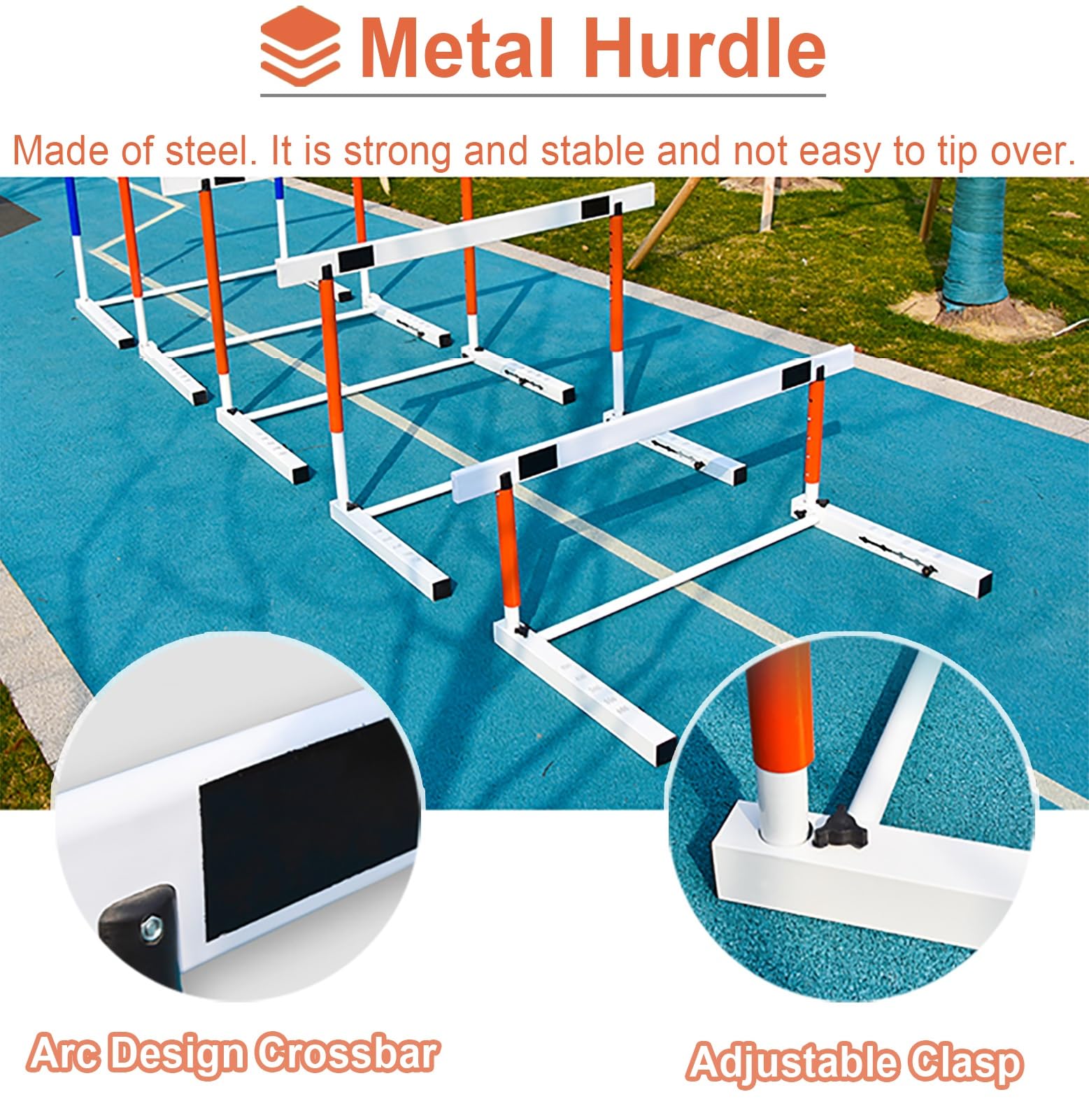 Juego de 3 vallas de acero para entrenamiento de velocidad y agilidad, equipo de entrenamiento deportivo profesional, altura ajustable de 40 a 60 cm