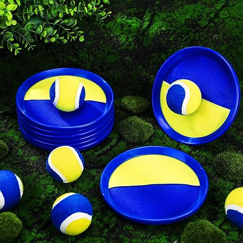 Miniatura 7 de Juego de juguetes para niños, juego de lanzamiento y atrapa, 12 palas, 6 bolas, juego de playa, juegos deportivos de pelota para lanzar y atrapar,