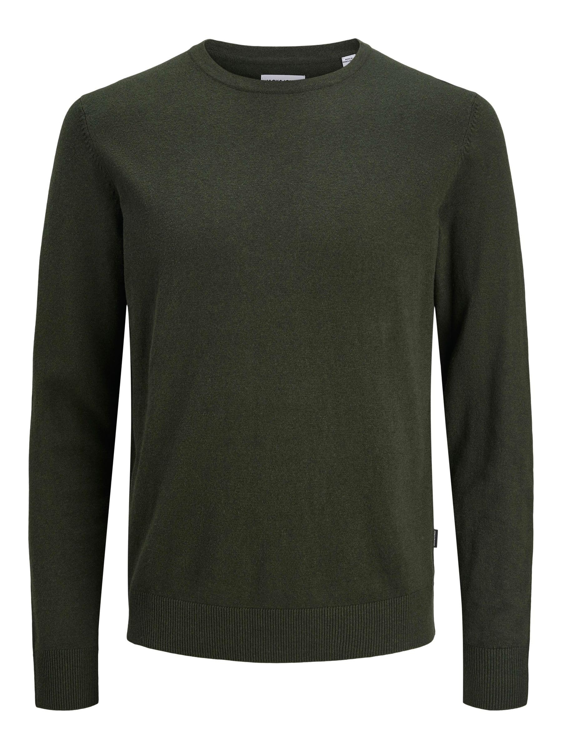 Jack & Jones Men's Green (Duffel Bag) Jjeemil Knit Crew Neck Noos, S