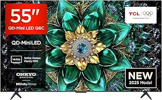 TCL 55Q6C-UK QD-Mini LED TV, 4K HDR Premium 1000nits, Smart TV Powered by Google TV (Dolby Vision IQ & Atmos, Onkyo 2.1 Sound System, 144Hz Motion Clarity Pro, 2025 New Model)