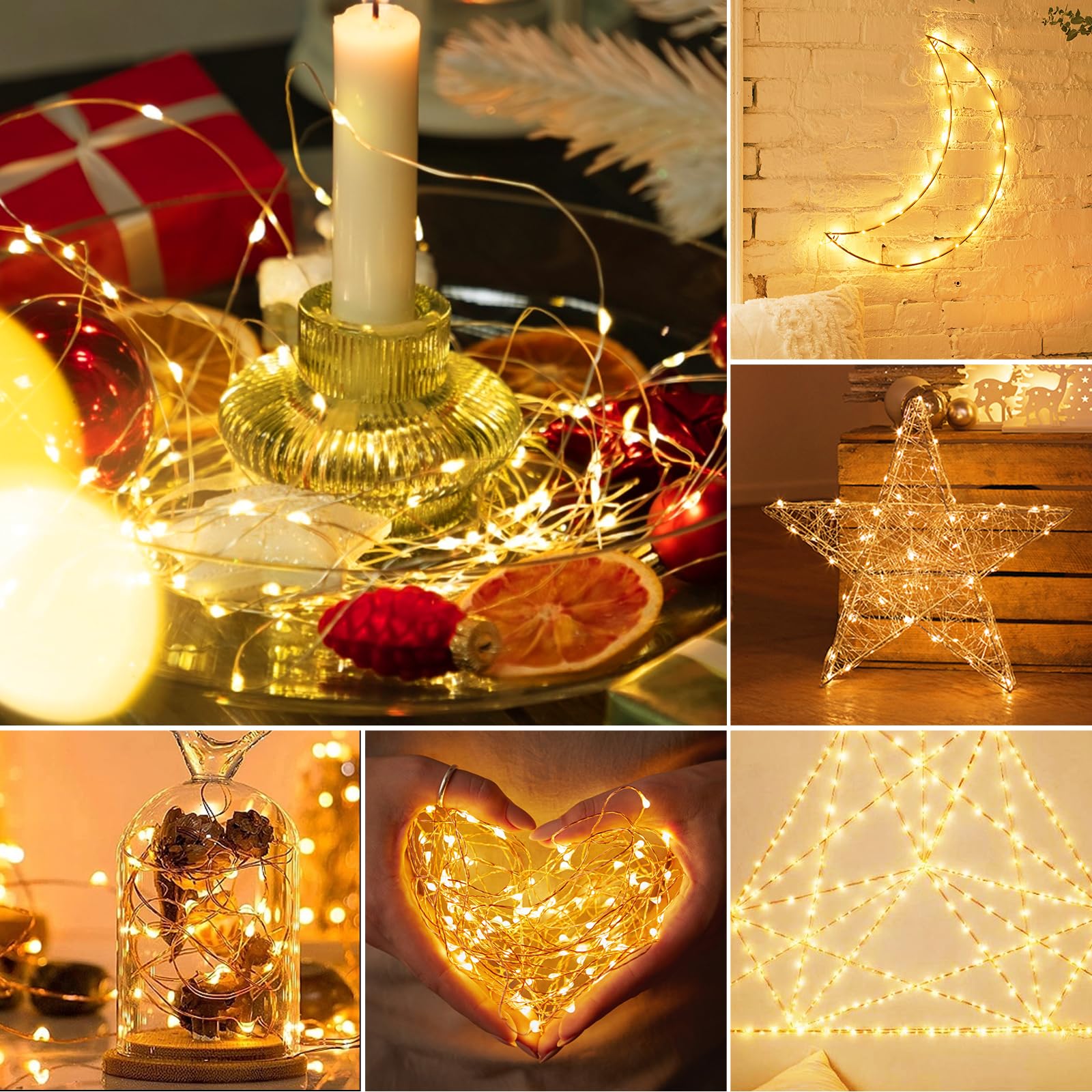 Peasur Lucine Led Decorative a Batteria con Timer, 3M 30 LED Scintillio Luci Led a Batteria, Impermeabile Mini Stringa Led Battery per Interni e Esterni, Natale, Feste, Bianco Caldo