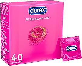Durex Pleasure Me Condoms - With Nubs & Ribs, Anatomical Easy-On Shape & Moisturized with Lots of Silicone Lubricant - 40 Condoms (Pack of 1)