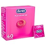 Durex Pleasure Me Condoms - With Nubs & Ribs, Anatomical Easy-On Shape & Moisturized with Lots of Silicone Lubricant - 40 Condoms (Pack of 1)