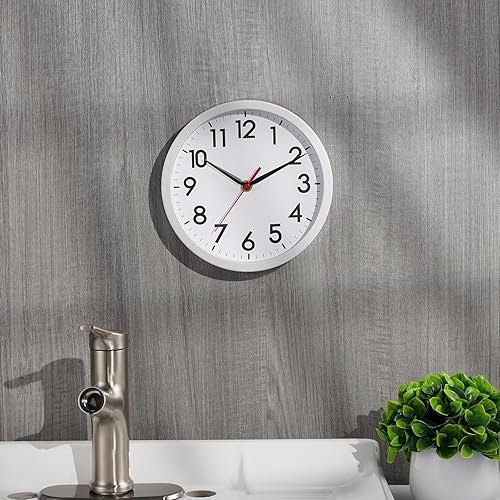 Miniatura 6 de AKCISOT Reloj de pared, moderno reloj de pared pequeño, funciona con pilas, de 8 pulgadas, silencioso, analógico, clásico, para oficina, hogar,