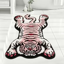 Orange Tiger Bath Mat Bathroom Rug,Tiger Print Area Rug for Living Room