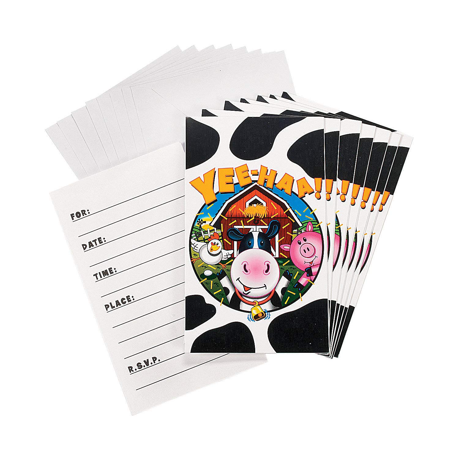 Fun Express - Farm Party Invitations (8 Pc) for Birthday - Party Supplies - Print Tableware - Print Invites - Birthday - 8 Pieces