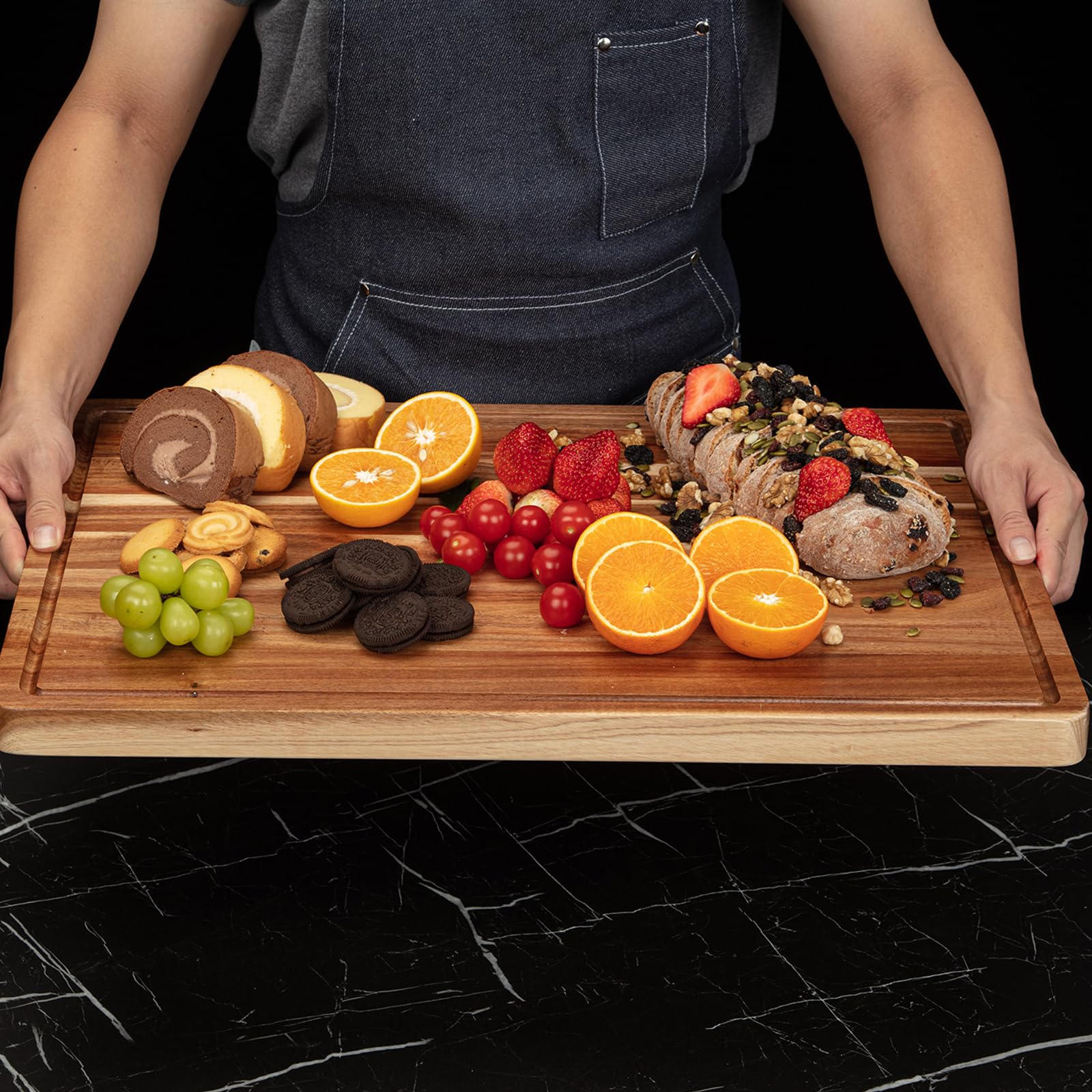 Garvee 24 In Acacia Cutting Board 24 X 18 In Extra Large Acacia Cutting Boardfor Kitchen, Countertop Cutting Board With Juice Groove, Chopping Boards For Meal Prep And Serving, Wooden Carving Board For Turkey