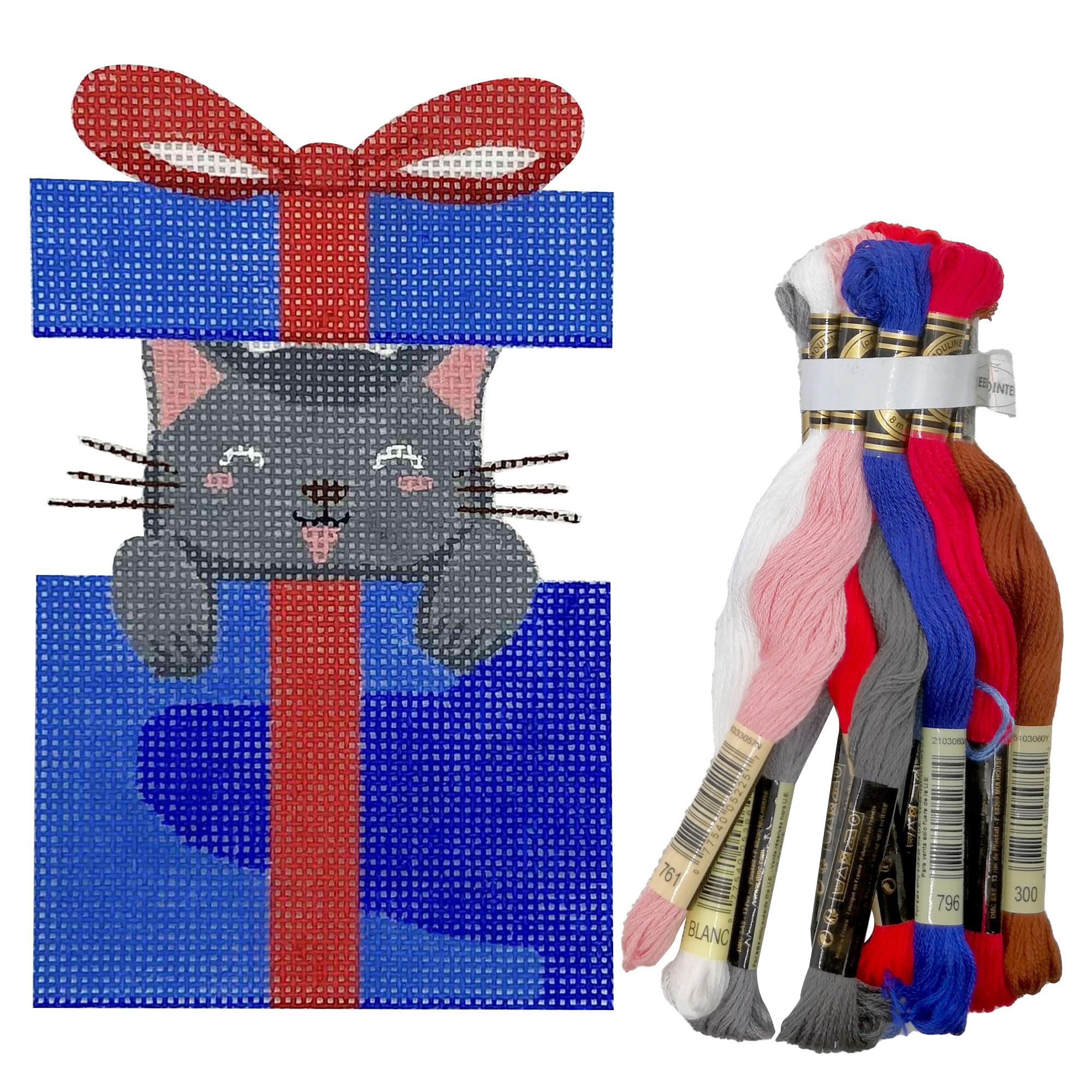 Kit de broderie à la main Howie's Needlepoint chat dans une boîte pour débutant