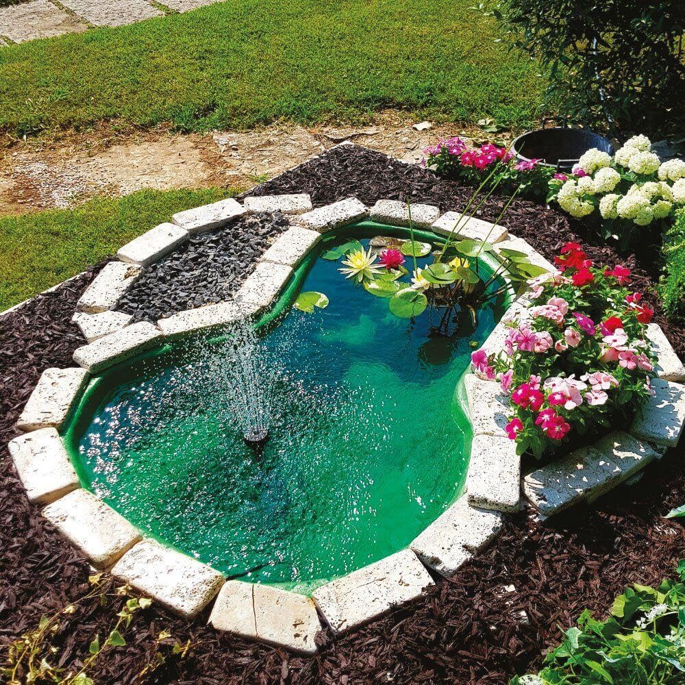 Giordanoshop Laghetto Artificiale da Giardino 136x100x34 cm in Polietilene 220 Litri Verde