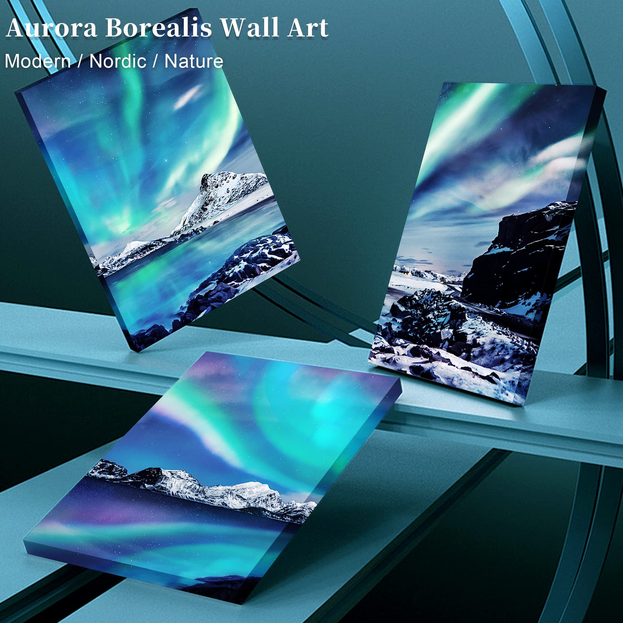 MHARTK66 Canvas Wall Art for Living Room Northern Lights Norway Modern Artwork Bathroom Pictures Bedroom Wall Decor - Image 2