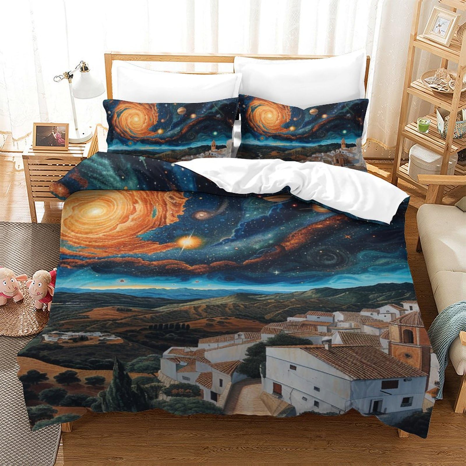 Housse de couette ciel nocturne hypoallergénique pour un sommeil paisible 3D