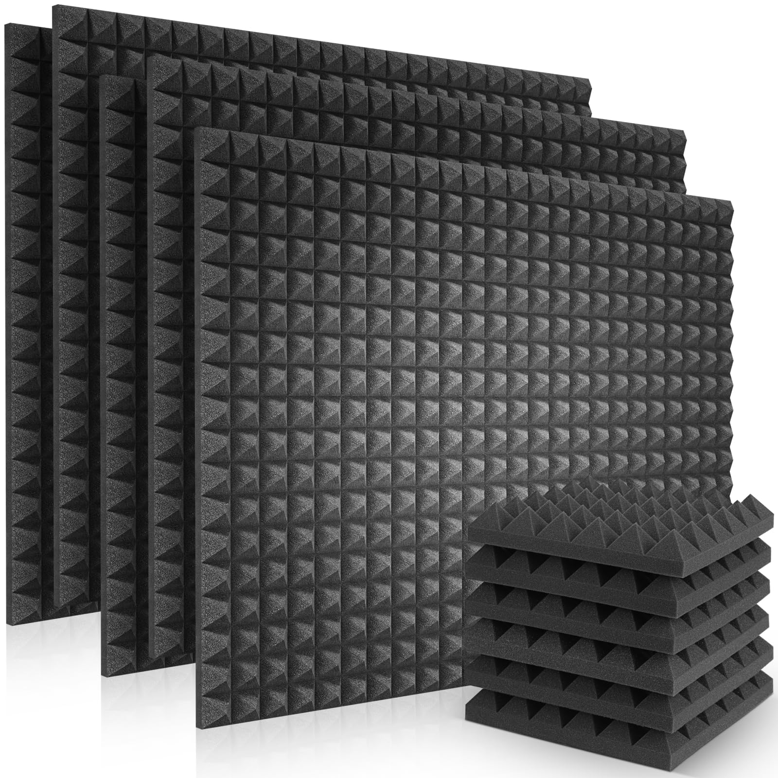 60 Stück Akustikschaummatten Schaumstofffliesen Schalldämmmatte Schalldämmung 30 x 30 x 5 cm für Wand Studio, Podcasts, Aufnahmestudios, Büro, Akustik, (60 Stück)