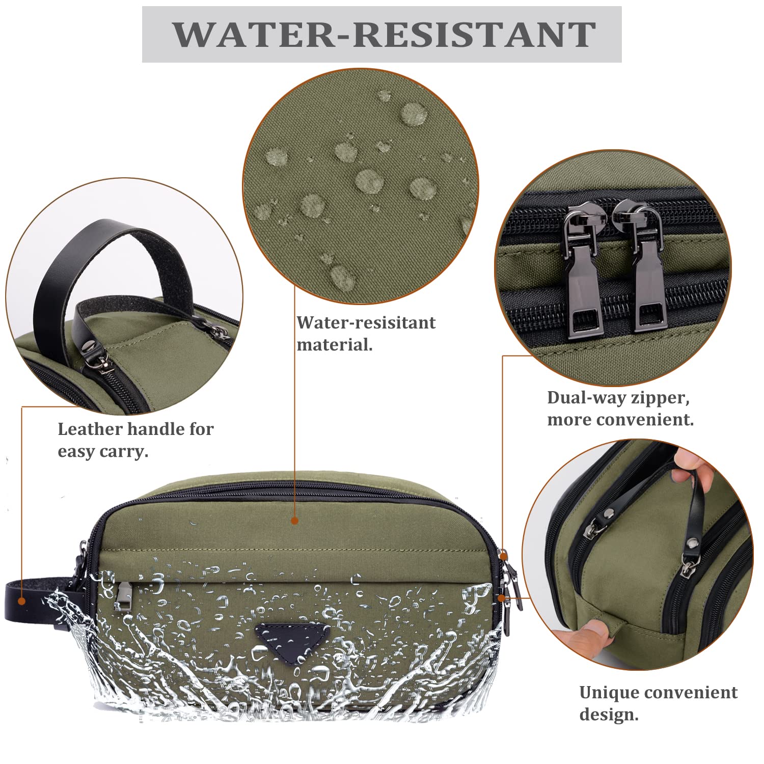 CROCOD Toiletry Bag for Men - Water-Resistant Oxford Travel Organizer