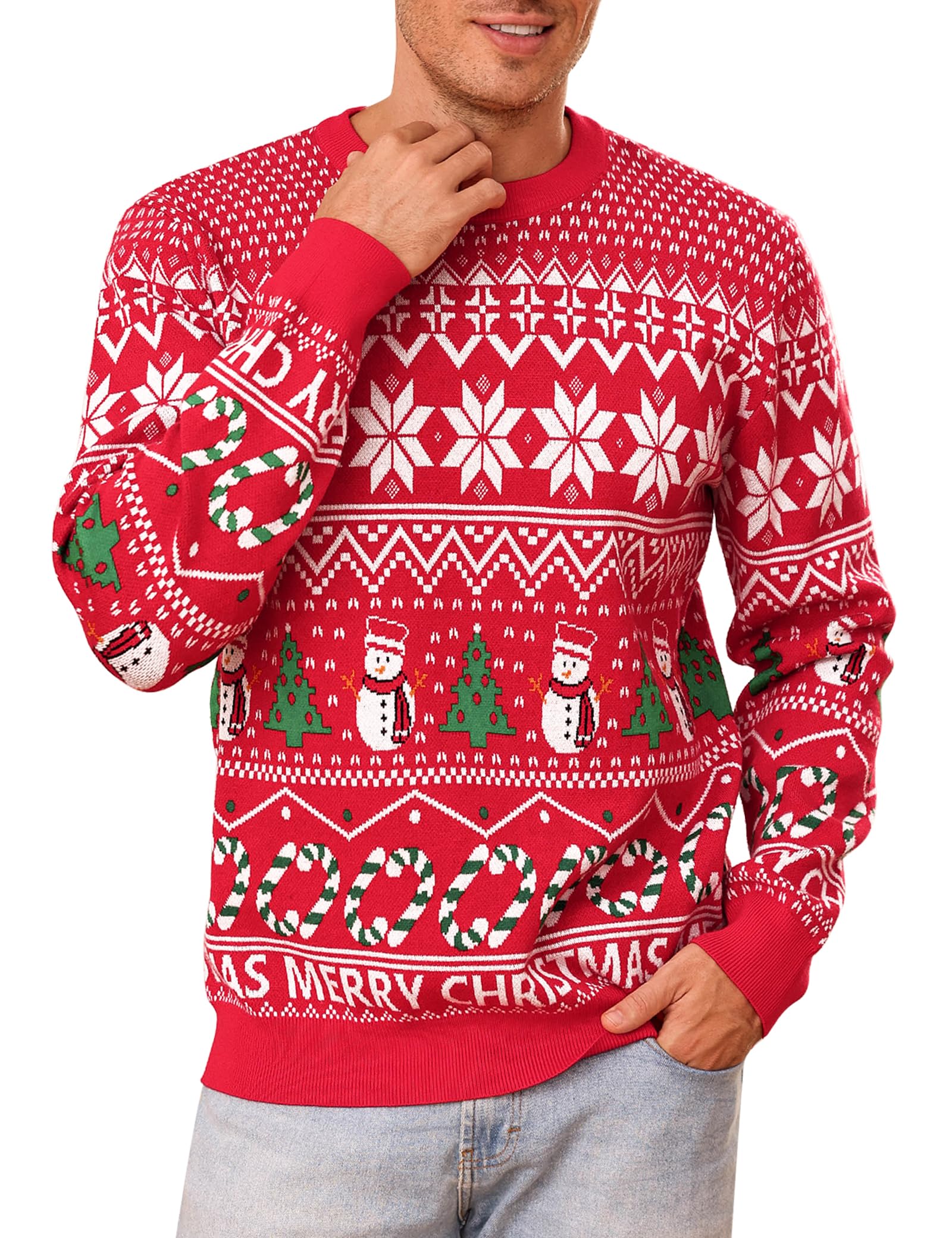 Gyabnw Maglione di Natale Donna Uomo Maglione Manica Lunga in Girocollo Stile Nordico Natalizio per Famiglia Pullover Invernale Elegante in Elasticizzato Caldo