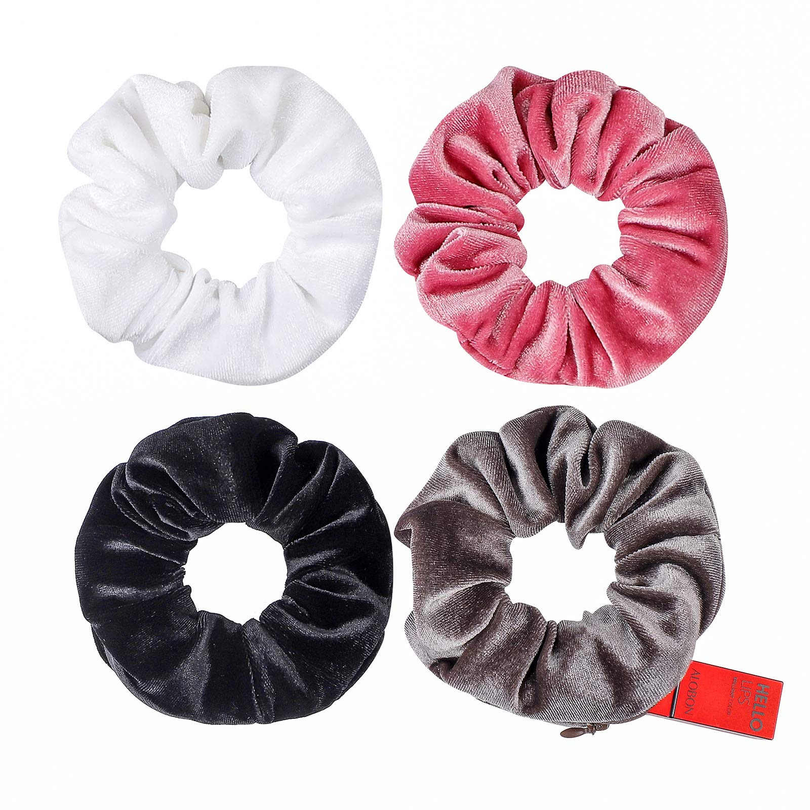 4-20 PCS Velvet Pocket Hair Scrunchies, MTSCE Secret Zipper Pocket Hair Ties Elastic Zipper Hair Accessories for Women Girls Party ï¼Ë†4PC F Styleï¼â€°