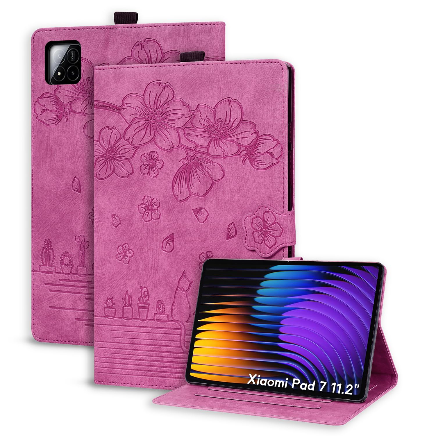 Succtopy Hülle für Xiaomi Pad 7/Pad 7 Pro 11.2 Zoll 2024 Folio Flip PU Leder Tablet Hülle Xiaomi Pad 7 Pro 2024 Schutzhülle mit Stifthalter und Standfunktion für Xiaomi Pad 7 11.2