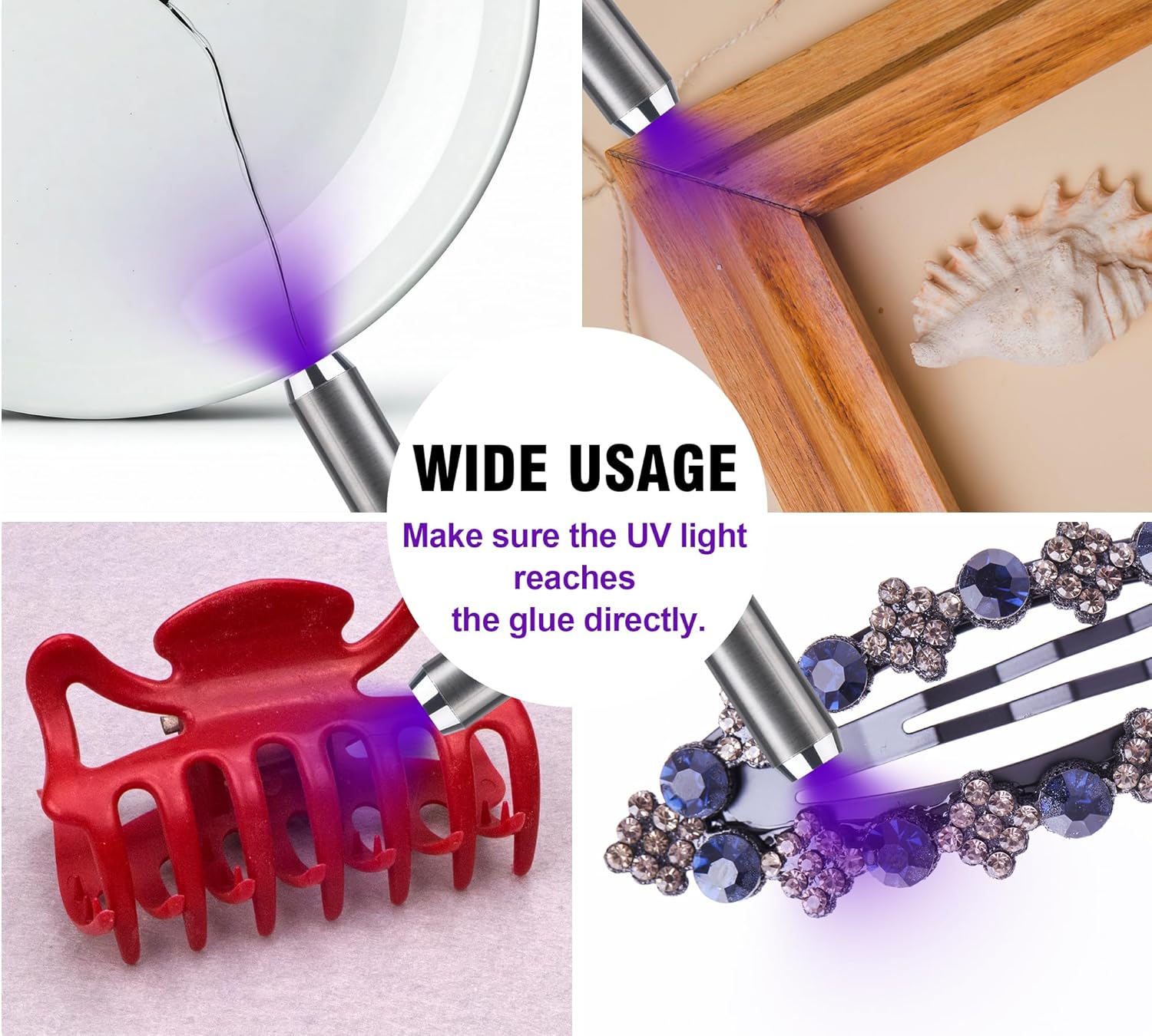 UV Resin Kit with UV Light, 60g Fast Curing UV Resin with Rechargeable UV Flashlight, 5-Second Cure Transparent UV Glue for Bonding and Welding Jewelry, Plastic, Acrylic, Crafts, Glass Repair - Image 6