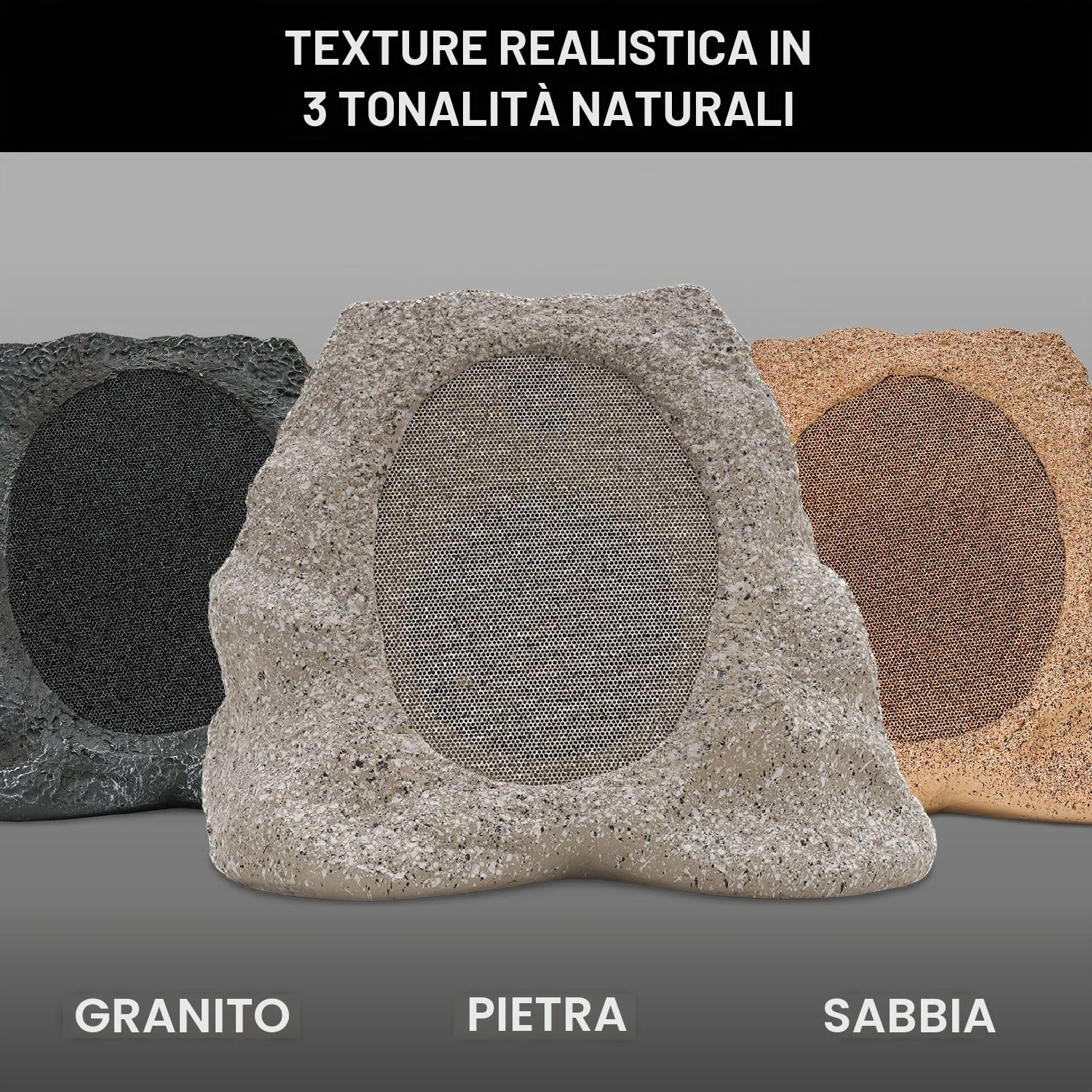 VICTROLA Rock Speaker Connect – Altoparlante da esterno a forma di pietra con Bluetooth 5.3, 22 h di autonomia, ricarica solare, connessione multi-speaker e certificazione IP65 (Grigio pietra) | Altoparlante esterno a forma di roccia, Bluetooth 5.3, caric
