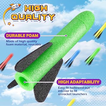 Anginne 8PCS Space Theme Foam Rockets Refill Pack for Kids, Rocket Toys for 3-12 Year Old Boys Outdoor Garden Game for Kids Suitable for All Rocket Launcher Sets