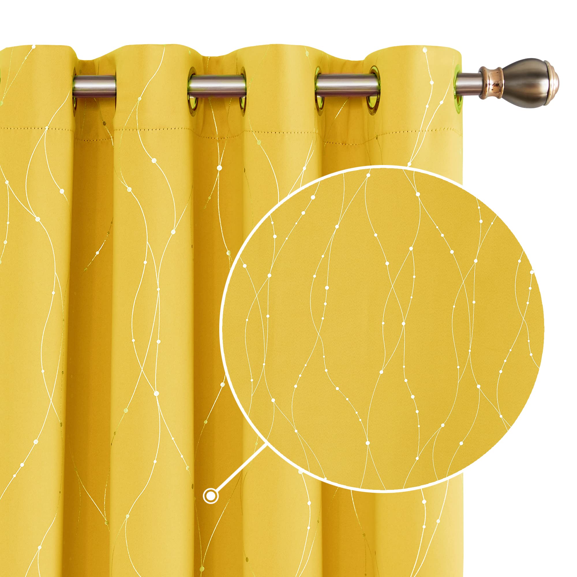 Deconovo Decorative Silver Dotted Line Foil Printed Blackout Curtains Thermal Insulated Curtains Eyelet Curtains for Baby Nursery 52 x 54 Inch Light Grey 2 Panels — view 35