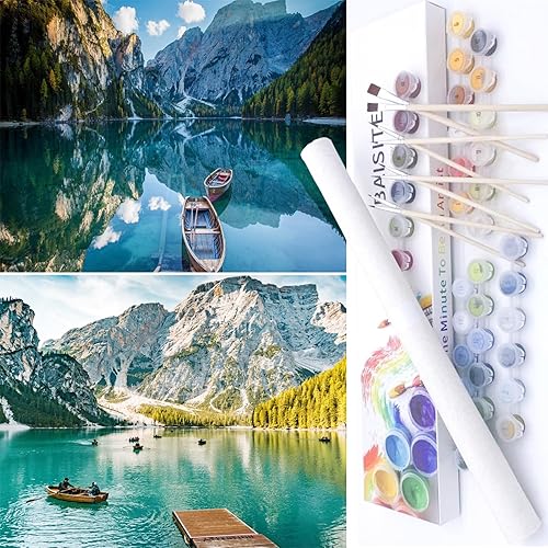 Miniatura 14 de BAISITE 0304 - Kit de pintura por números para adultos principiantes; paquete de 2 lienzos de 8 pulgadas de ancho x 12 pulgadas de largo; caja