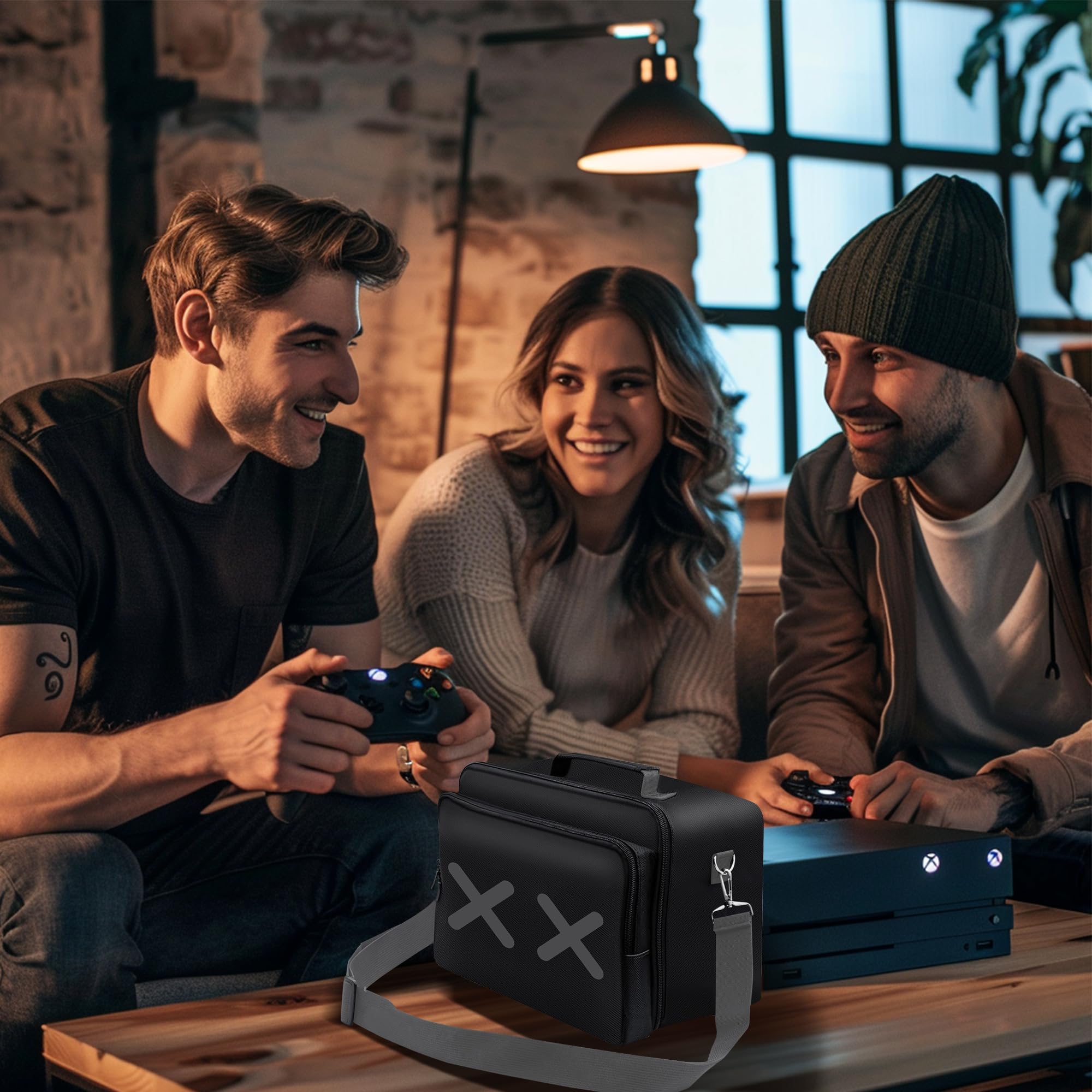 DAHAKII Torba podróżna, torba do przenoszenia, torba do przechowywania gier, etui ochronne na konsolę Xbox Series X, kontroler, kable, wiele kieszeni na akcesoria do gier, Czarny, torba podróżna