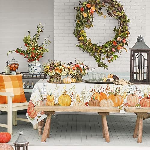 Miniatura 3 de Bnejvif Mantel de otoño de otoño, mantel de Acción de Gracias, mantel con estampado de hojas de otoño, resistente a las manchas, antiarrugas,