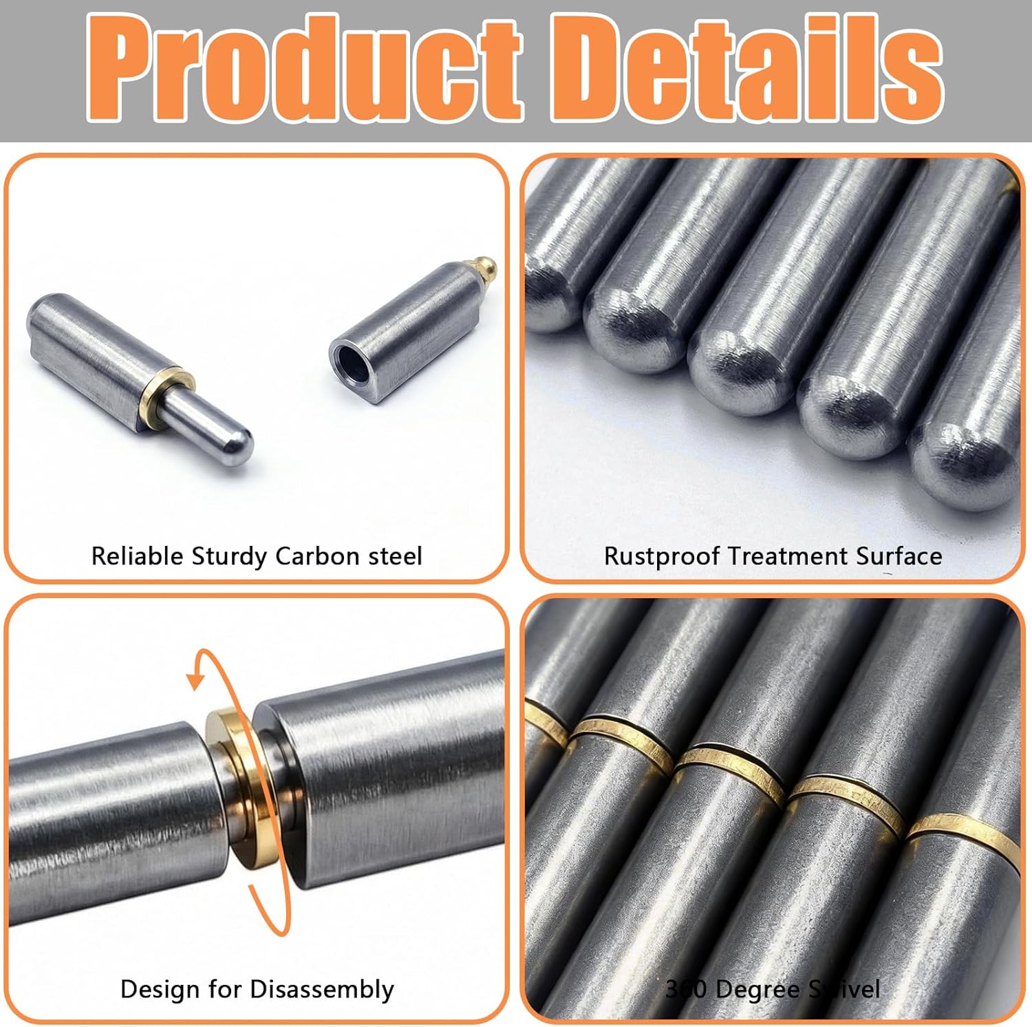 10 Pcs BBQ Smoker Bullet Weld on Bullet Hinge Carbon Steel Weldable Barrel Hinges Heavy Duty for Detachable Metal Swing Door Gate Driveway Trailer Ramp 3''/4''