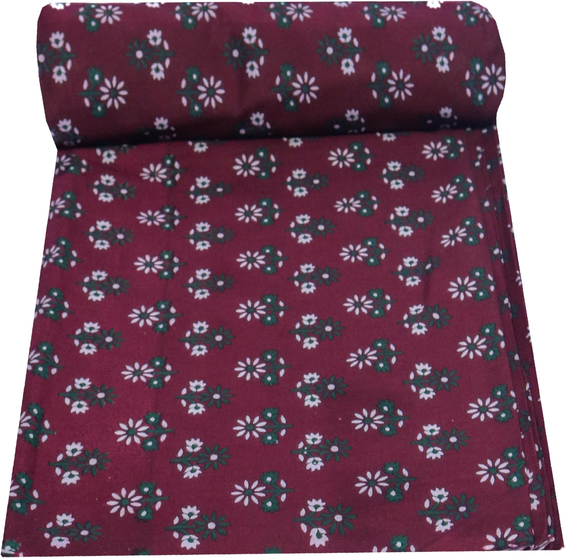 3 Meter Pure Cotton Unstitched Jaipuri Handmade Digital Printed Fabric Material for Women Kurta/Blouse/Palazzos/Piece Material for Women’s (Mehroon)