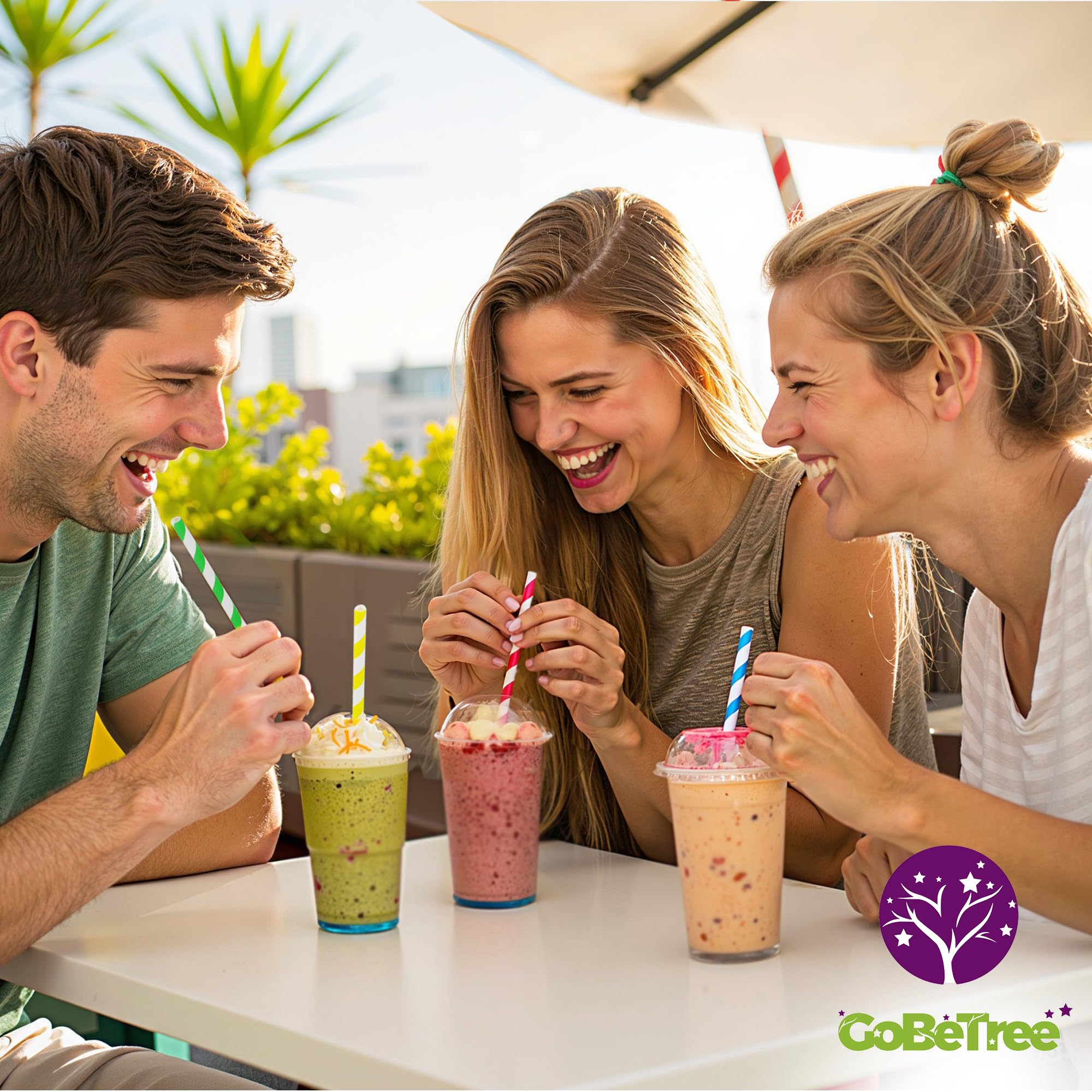 GoBeTree 300 Cannucce Carta Colorate Monouso. Cartoncino Multistrato per Feste e Cocktail, Cannucce di Carta per Granite, Frullati e Mojito Colorati