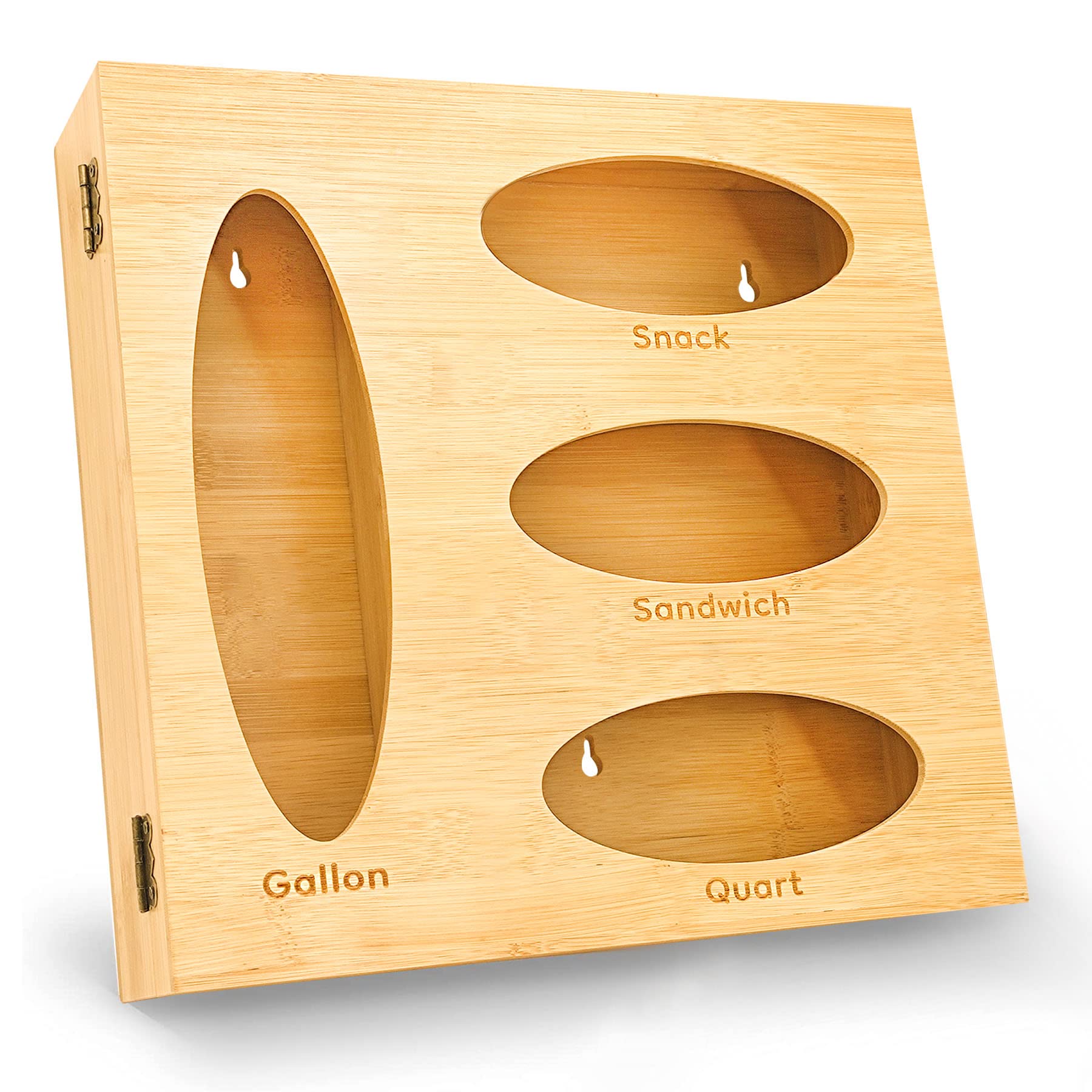 ZJG Wooden Ziplock Bag Storage Organizer for Kitchen Drawer and Countertop Plastic Bag Organizer for sandwich bags organizing pantry with Bamboo Kitchen Organizer Zip lock bag Container Organizer