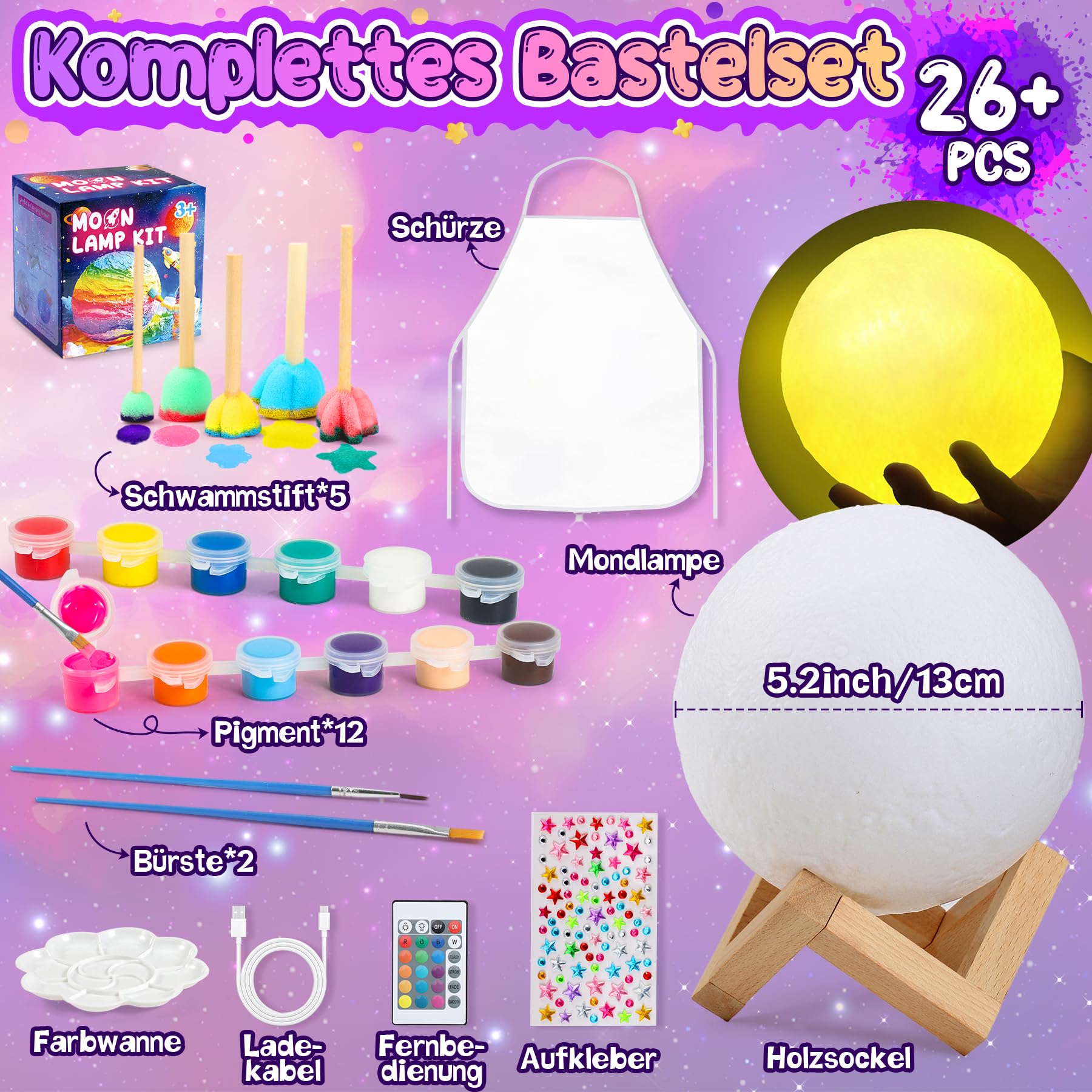 Pourbibi Bastelset Kinder ab 6 7 8 9 10 Jahre,Geschenke Mädchen, Space Kit – Ansicht 8
