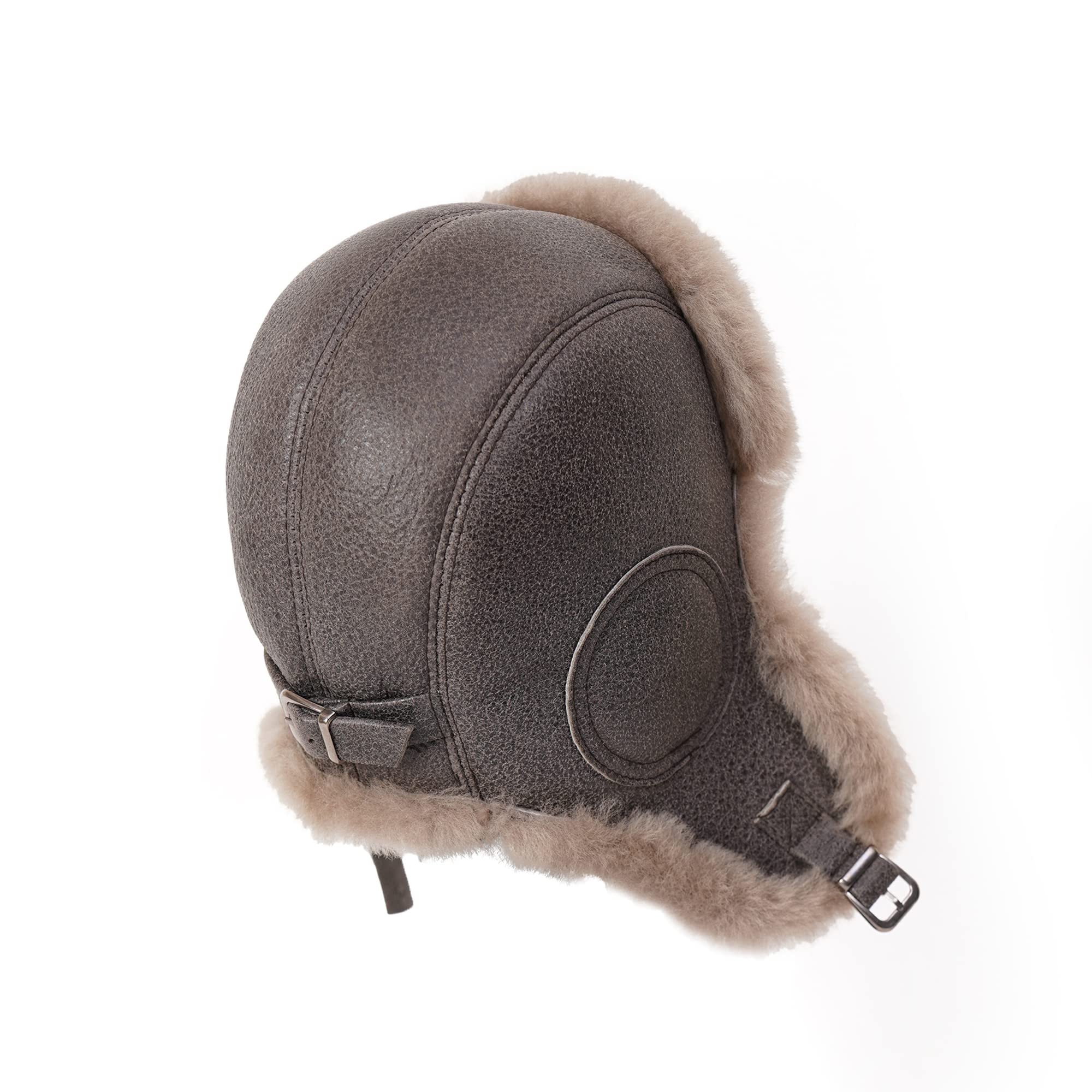 Mumcu's Leather Men's Sheepskin Aviator Russian Ushanka Pilot Flight Fur Ear Flap Helmet Hat (as1, Alpha, xx_l, Camel, XX-Large)