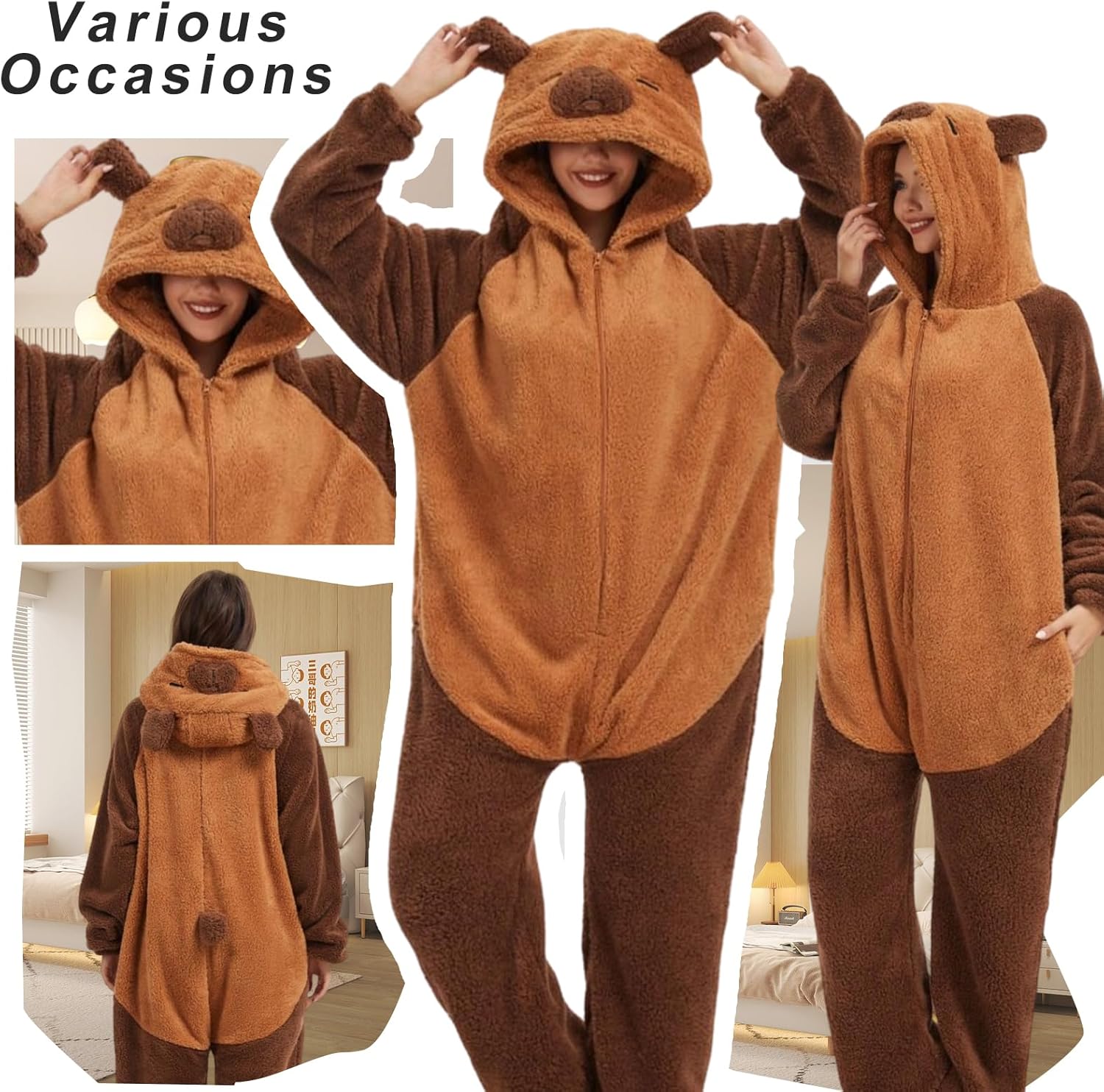 Luojida Animal Onesie Pajamas Unisex Adult Oversized Cosplay Halloween Costume Jumpsuit One Piece Zip Up Sleepwear Women Men - Image 6