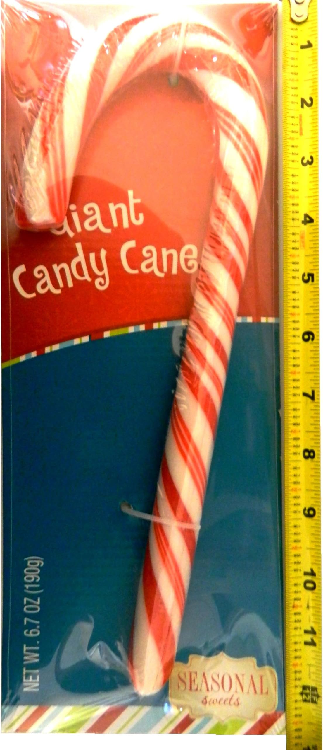 Giant Candy Cane, 11 inches Tall X 3/4 inch Thick (Very Limited Stock)