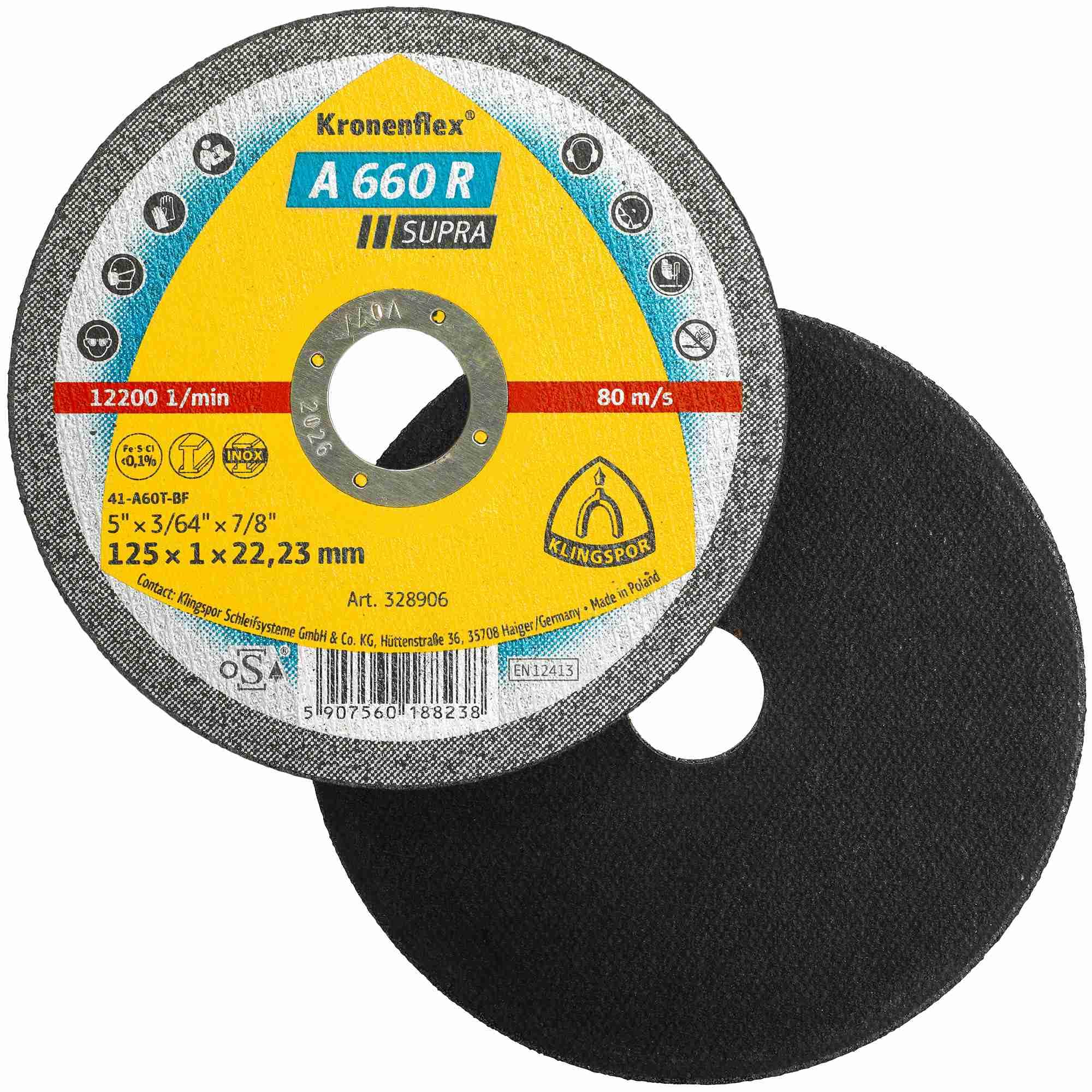 A 660 R - Discos de corte rectos (25 unidades, 125 x 1 x 22,23 mm)
