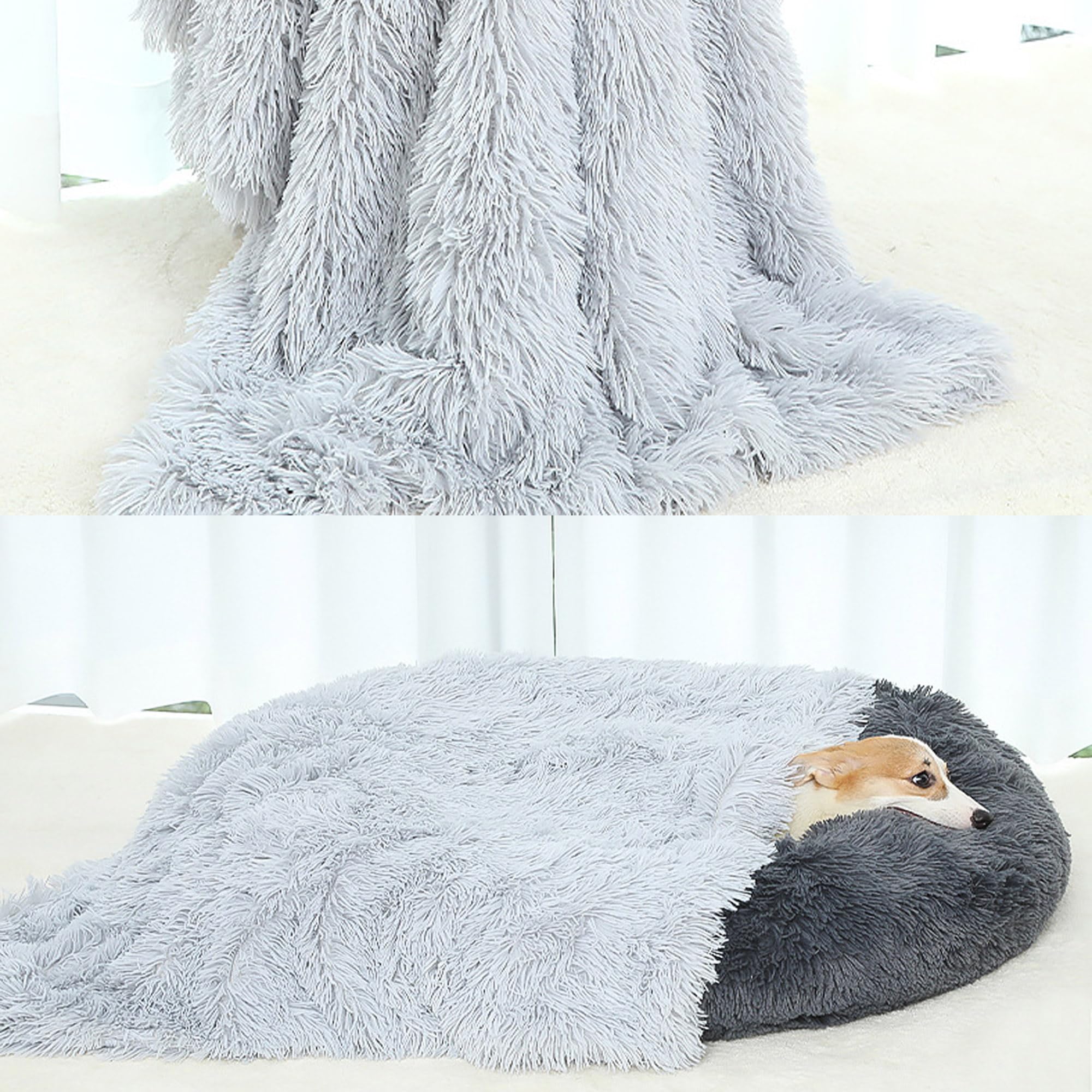 Lot de 2 couvertures apaisantes en peluche pour chien et chat de petite et moyenne taille - Polyvalentes - Lavables - Pour chien et chat - Marron - 130 x 100 cm