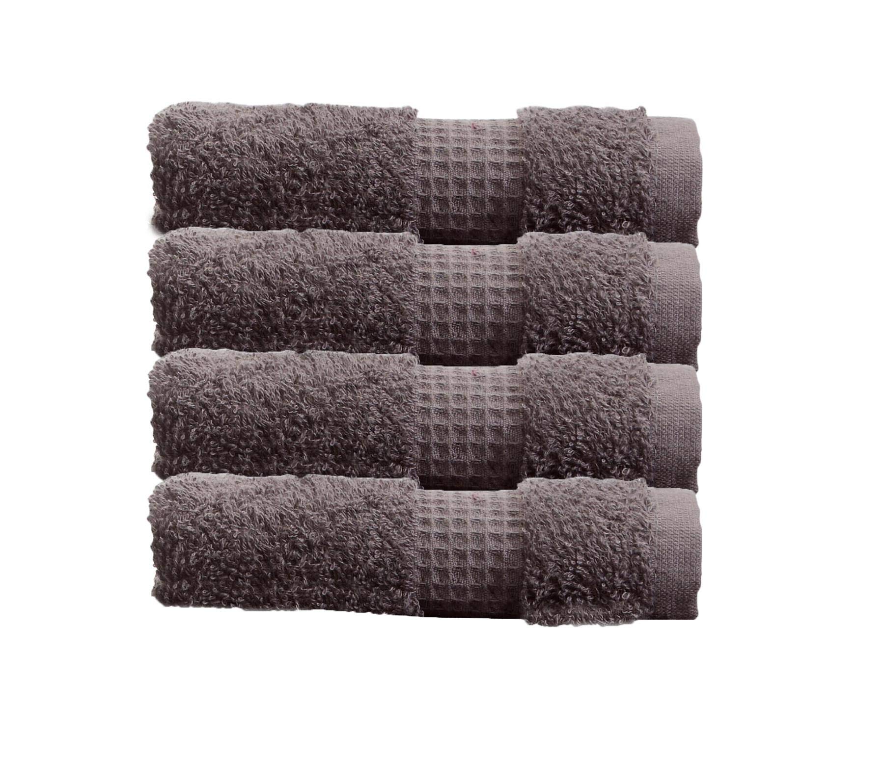 Olivia Rocco Egyptian Cotton Towels Home Bathroom Towel Set Bale Fade Resistant 700gsm Luxe Collection Bales Bath Sets, 4 Washcloths Charcoal