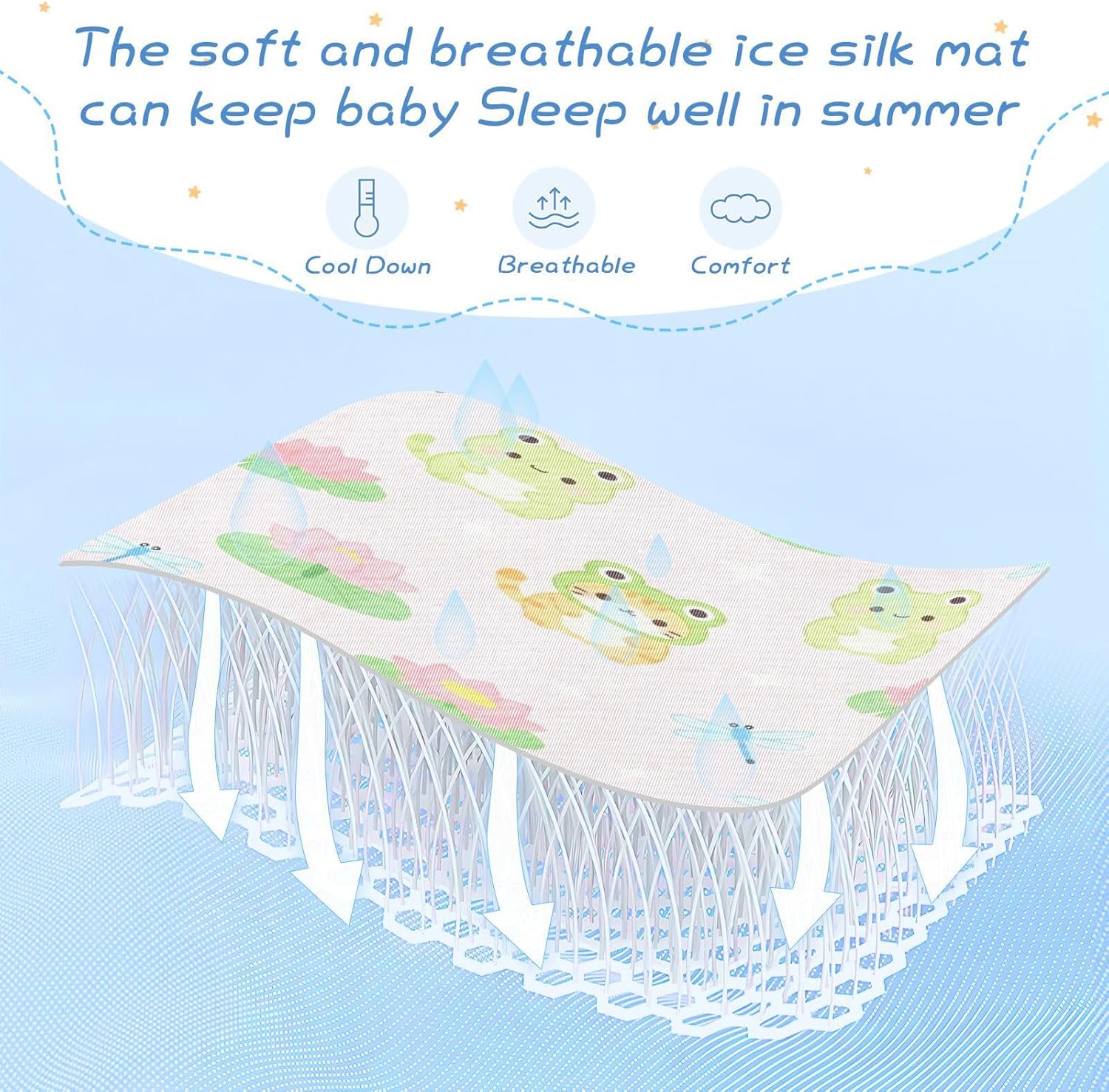 Cooling Baby Mattress Protector pad 28" x 52" Breathable Frog Cat Frog 90s Crib Mattress pad for Baby&Toddler