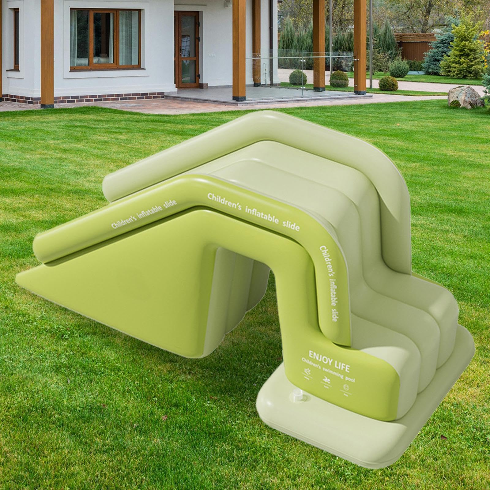 Fenteer Scivolo per Piscina in PVC Portatile Resistente all'Usura per Scivolo Acquatico per Piscina Fuori Esterno da Interno da Giardino, Verde