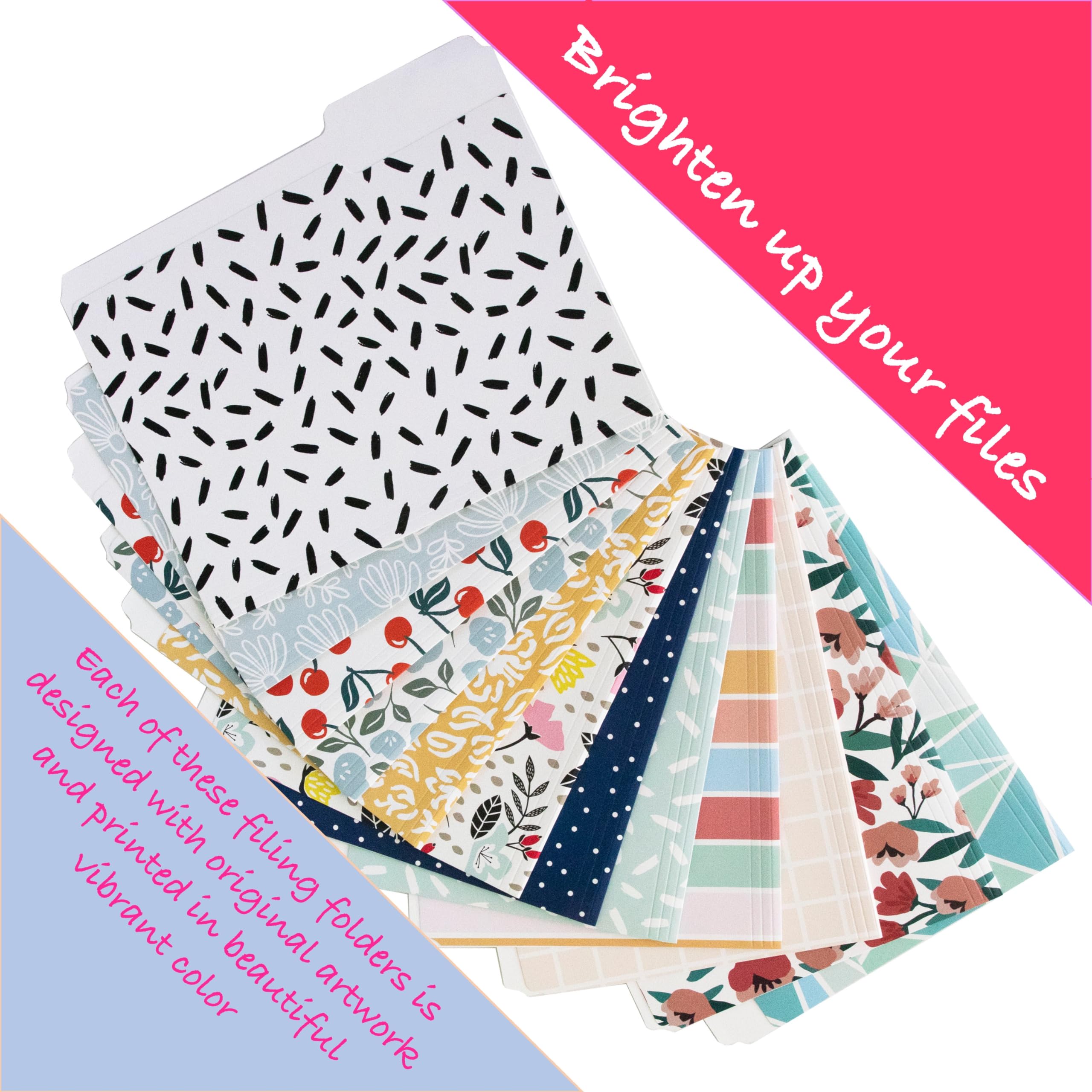 Lindas carpetas de archivos, juego de 24 carpetas decorativas de 3 pestañas tamaño carta, estilo bohemio, manila, 8.5 x 11 pulgadas, bonito diseño, suministros escolares para el hogar, oficina