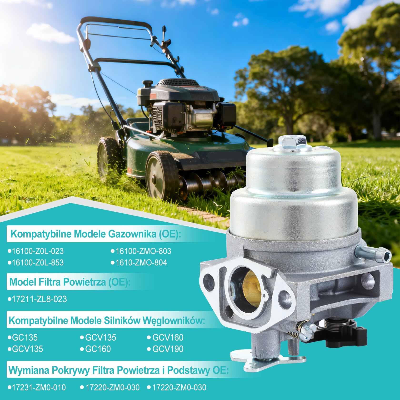 CarBole Wzawacz Kompatybilny z Hondą GCV135 GC160 GCV135 GCV160 GCV190,Wzawacz z Filtrem Powietrza,Filtrem Paliwa,Stawami,świeczką i Tuyau OE 16100-Z0L-023,16100-Z0L-853,HRB216