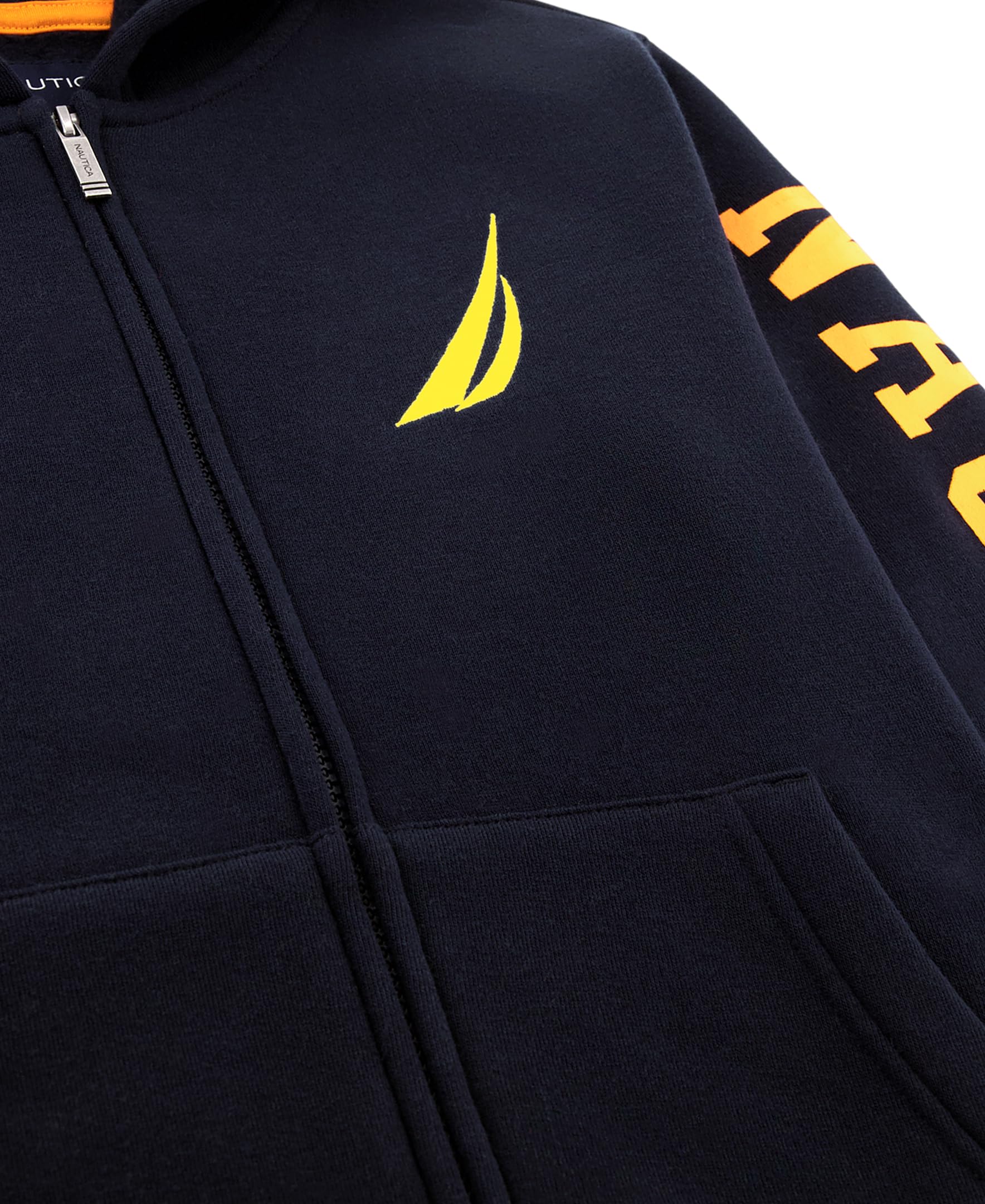 Nautica Chłopięca polarowa bluza z kapturem Basic Logo na zamek błyskawiczny, Klasa J Sport Navy, 10-12