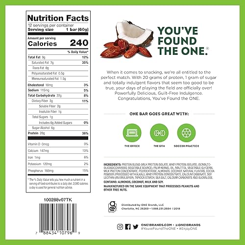 Miniatura 5 de One - Juego de 12 barras de proteínas sin pegamento proteínas altas azúcar bajo incluye sal de chocolate oscuro masilla de galletas de chocolate