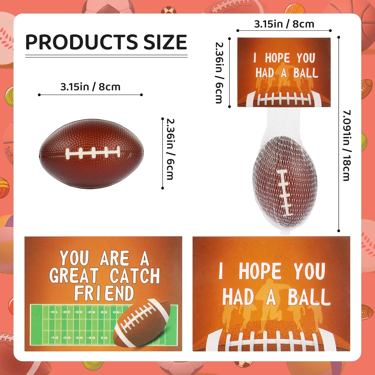 LiYiQ 24Pcs 2.36 Inch Football Stress Balls Football Party Favors Football Decorations Footballs Goodie Bag Stuffers Classroom Exchange
