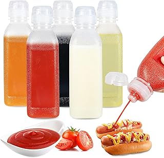 SYOSI Condiment Squeeze Bottles 16 Oz 5 Pack with Flip Top Cap