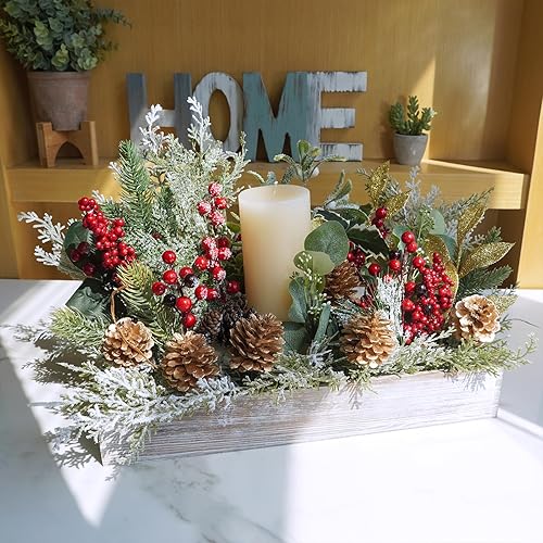 Miniatura 8 de Winlyn 20 púas de cono de pino dorado, adornos de Navidad, piñas florales, tallos decorativos de piña natural con alambre de 6.9 pulgadas de alto