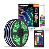 Monster 50 Foot RGB LED Light Strip with Remote Control&comma; 270 RGB LEDs&comma; Adhesive Backing&comma; Coated for Moisture Protection&comma; Dimmable&comma; 24V Plug&comma; 4 Modes Including Strobe&comma; Flash&comma; Fade & Smooth