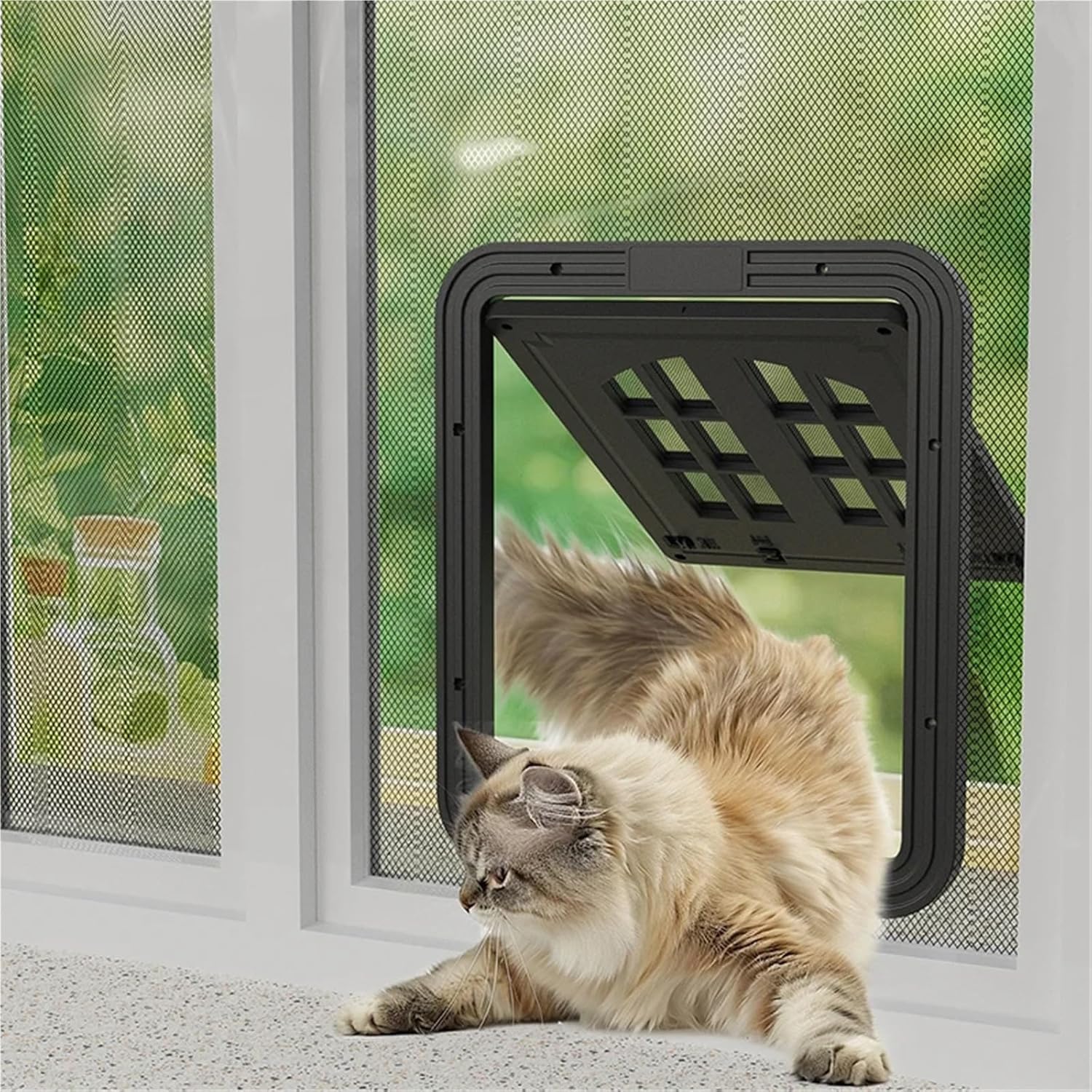 ININOSNP Modèles faciles à Installer Chatière à Fermeture Automatique avec Rabat for Grands Chiens(Black,L)