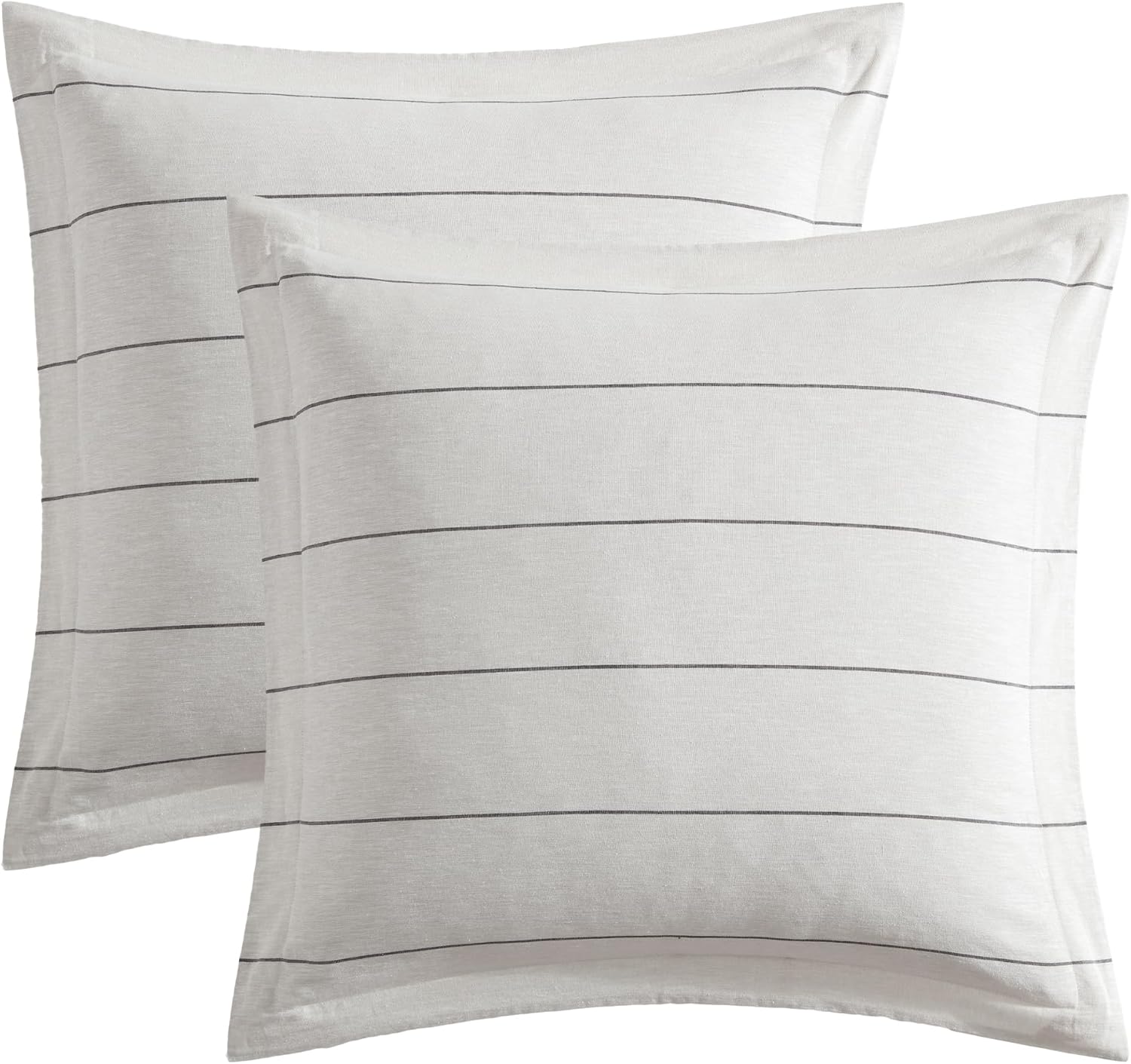 Levtex Home - Leo Stripe Euro Sham Set of 2 - Stripe - Cream Black - Two Euro Shams (26 x 26in.), No Insert - Cotton